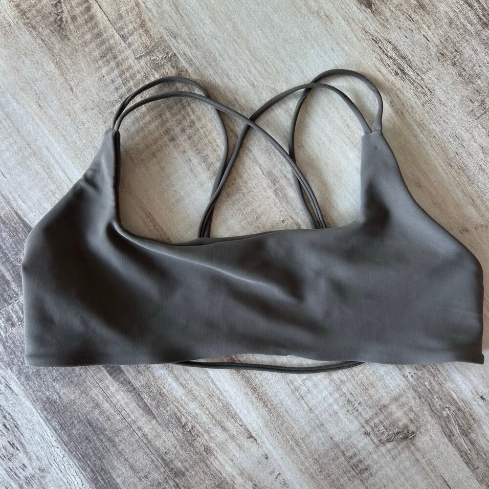 Mikoh Taupe Stretchy Bikini Top Sexy Fitted Strappy Bandeau Style Size Small